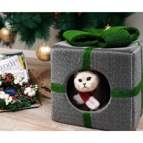 Lovely Gift Box S Warm Cat Bed House Cat Bed Winter Summer Pet Dog Nest Summer Winter Round Cat Small Dog Home Mats Pet Supplies