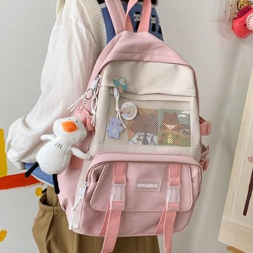 Cute Nylon Lady Mochila Waterproof student School Bag for Teenager Girls Kawaii Travel Rucksack Black Womens Fashion Backpack