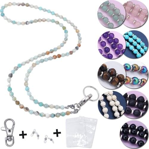 Multifunction Natural Crystal Beads Lanyards for Keys ID Card Gym Badge Holder Hang Rope Lanyard Face Mask Chains Glasses Strap