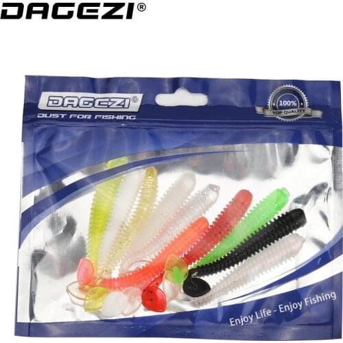 DAGEZI 10pcs/lot Soft Fishing Lure Swimbaits Jig Head Tail Soft Lure 7cm/2g Fly Fishing Bait Soft Artificial bait
