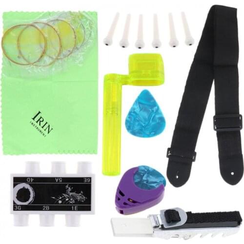 9pcs/lot Guitar Tool Kit Guitar String + Guitar Strap + Metal Capo + Guitar Winder + Pick Guitar Accessories Beginner Tool Hot