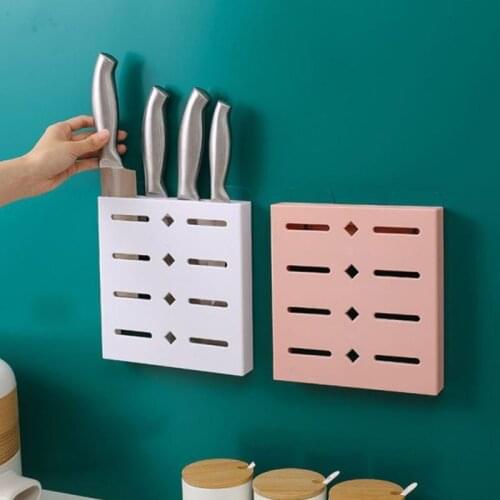 Punch-free Wall-mounted Knife Holder Multifunctional Kitchen Tools Storage Shelf Rack Blade Block Stand Household