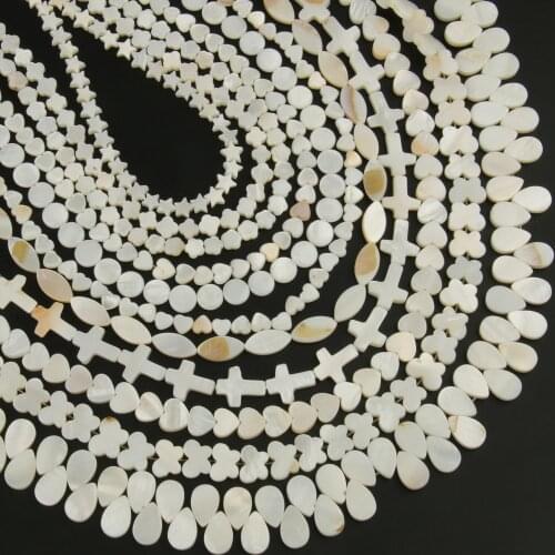 Natural White Mother of Pearl Shell Beads Butterfly Star Heart Oval Round Freshwater Shell Beads for Jewelry Making DIY Bracelet