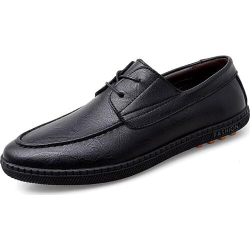 Spring Summer New Trend Mens Genuine Leather Shoes Black Brown Fashion Casual business shoes male lace-up Flats Shoes