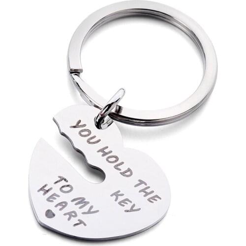 Novelty Couple Keychain Lovers Heart Key Chain Ring Casual Trinket Jewelry Valentines Day Wedding Gift Bag Charm