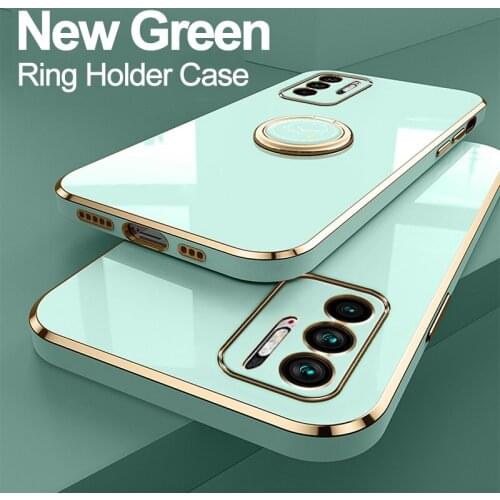 New Green Poco M3 PocoM3 Pro 5G Plating Square Silicone Ring Holder Stand Cover Phone Case for xiaomi poco m3 pro m3 f3 poko m 3