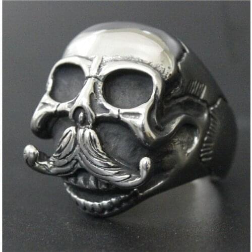 New Fashion Hot Beard Skull Men Ring 316L Stainless Steel Men Ring Cool Party Man Fashion Skeleton Biker Ring