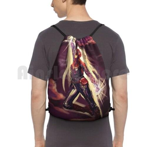 A Captain Backpack Drawstring Bag Riding Climbing Gym Bag Captain Comic Comics Superhero Superheroes Sky Space Clouds Power