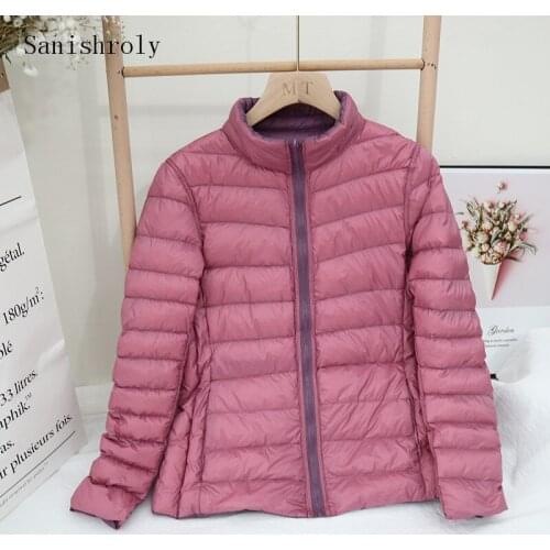 Sanishroly Plus Size 4XL Autumn Winter Women Ultra Light White Duck Down Jacket Ladies Warm Double Coat Short Outwears Tops 1109