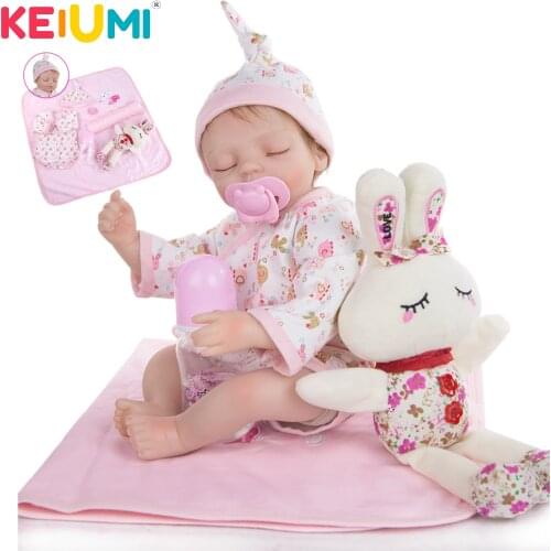 KEIUMI Hot Sale Sleeping 17" Silicone Reborn Baby Dolls 42 CM Stuffed Reborn Bebe Dolls Toys Gift For Kids Birthday XMAS