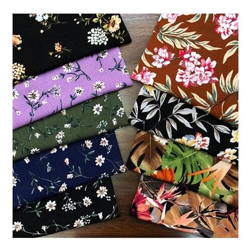 Rayon fabric dark floral printed fabric dress fabricLFCK080008