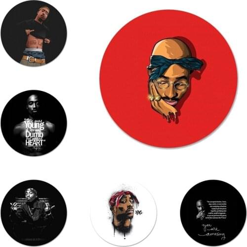 Hip hop singer 2Pac Tupac Icons Pins Badge Decoration Brooches Metal Badges For Backpack Decoration 58mm