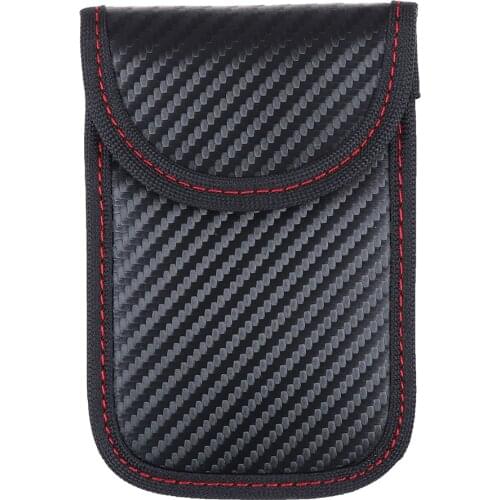 1pc Portable Signal Blocker Car Key Case RFID Blocking Bag with Key Chain Ring