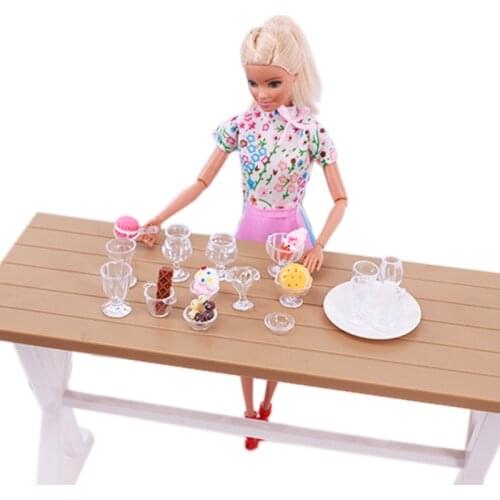 17Pcs Wineglass kitchen juice charm model for doll house mininature accessories for barbie blythe doll