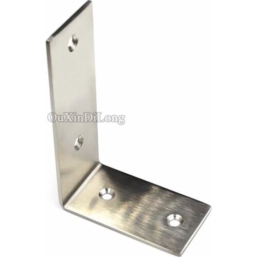 NEW 2PCS Stainless Steel Right Angle Corner Bracket L Shape Brushed Finish Frame Board Brace Support Furniture Connecting Parts