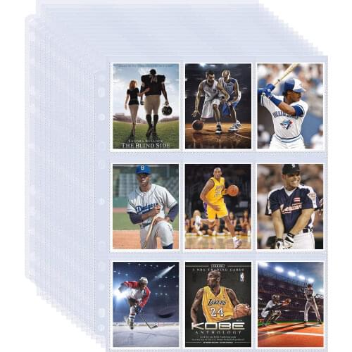 20-100 Pieces Transparent Storage Album Pages 9 Pocket Pages Protectors PLATINUM SERIES 9-Pocket Pages For Standard Size Cards