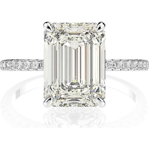 925 Sterling Silver 8x11MM 8CT Simulated Moissanite Diamond Bridal Rings Wedding Engagement Wholesale Fine Jewelry Dropshipping