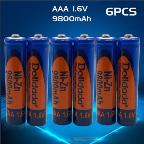 Ni-Zn AAA Rechargeable Batteries NI-ZN 9800mAh 1.6V Battery for toys MP3 Solar Lights Digital Camera MP4 RC car
