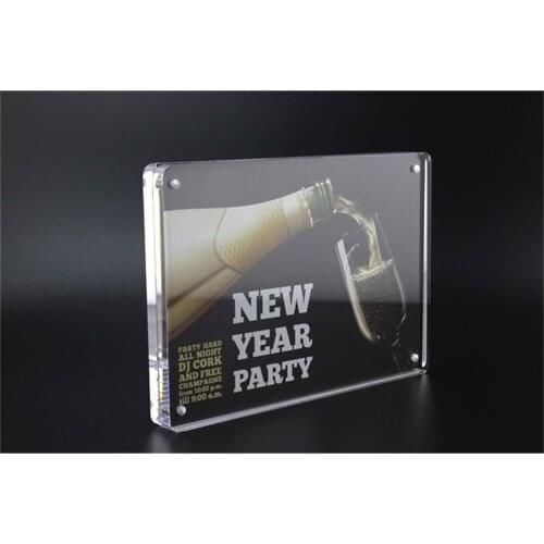 Acrylic photo picture frame price tag holder stand promotion desk sign frame magnetic photo frame stand 100*150MM T 8+8mm