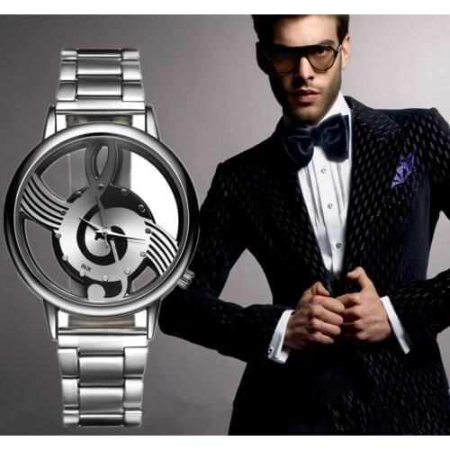Music Note Notation Watch Stainless Steel Wristwatch Luxury Fashion Watch Hot Men Women Unisex Watches Silver Drop Ship Relojes