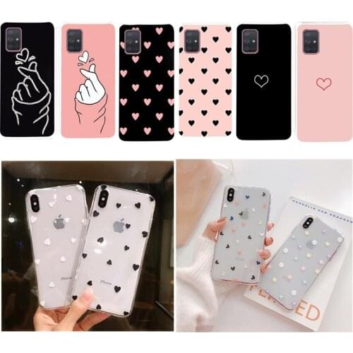 Phone Case For Samsung Galaxy A51 A71 A01 A11 A50 A30 A20 A51 A71 S10 E Lite Plus Cover Soft TPU Silicone Heart Love Cases