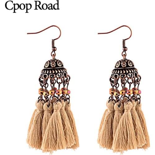 Cpop Chinese Tibet Ethnic Tassel Earring Creative Round Cage Elegant Statement Earring Vintage Jewelry Hot Sale Accessories Gift