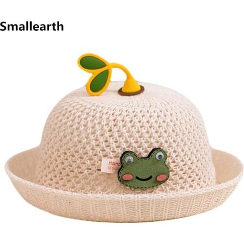 New Summer Children Cartoon Sun Hat Baby Boys Girls Handmade Knitted Sun Cap Foldable Basin Caps Child Hollow Beach Straw Hats