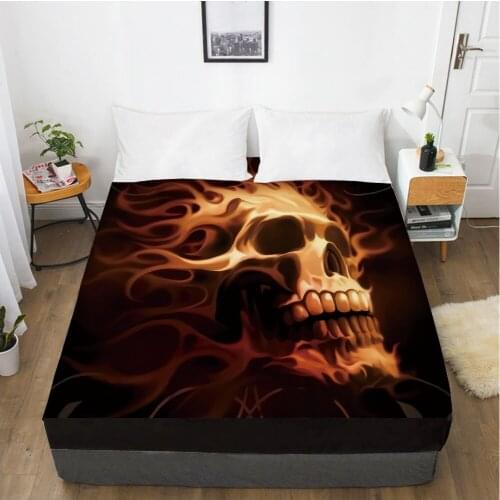 Elastic fitted sheet bed sheet With An Elastic Band 160x200/180/200/150x200 Mattress Cover Bed cover 1pc Skull Deadpool Fire red