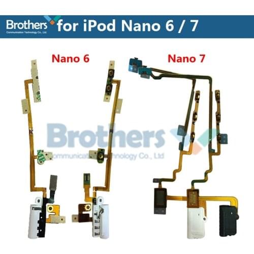 For iPod Nano 6 7 6th 7th Power Volume Audio Jack Flex Cable For iPod Nano6 Nano7 Switch On Off Button Flex Cable Repair Parts