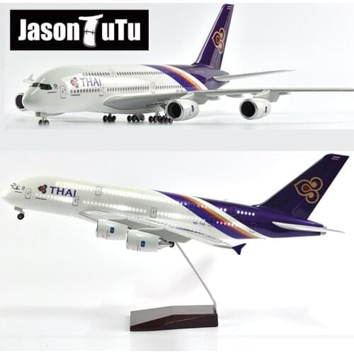 JASON TUTU 46cm THAI Air Airbus A380 Airplane Model Aircraft 1/160 Scale Diecast Resin Light and Wheel Plane Gift Collection