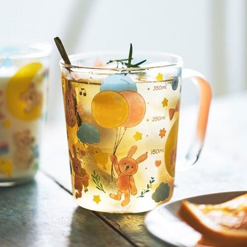 400ml Cartoon Animal Mug With Scale Microwave Safe Handgrip Cup For Milk Coffee Beer Office Home Glass Dirnkware Cup