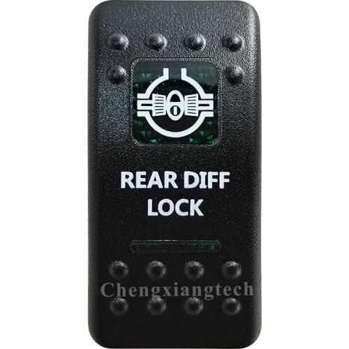 Green Printed Switch Cap -REAR DIFF LOCK- for 12V 20A 5Pin On Off SPST Led Light Bar Car Boat Rocker Switch, COVER Only
