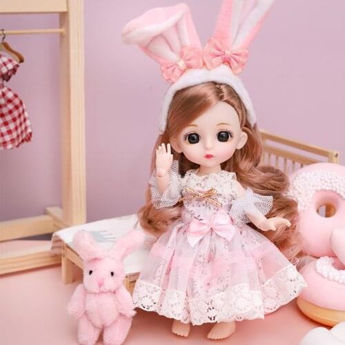 Mini 16cm Baby Dolls 13 Joints Body Movable 1/8 Bjd Doll with Clothe and Shoes Children Dress Up Toys Diys Toys for Girls