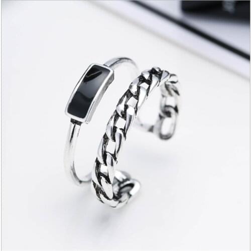 2019 Anel Masculino 100% Rings For Rectangle Glaze Vintage Thai Jewelry Open Ring For Lover Best Gift