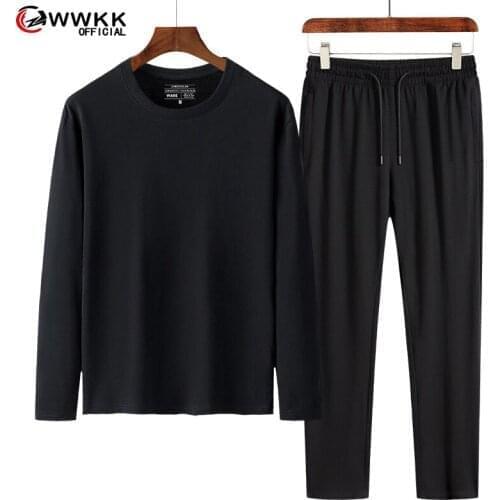 WWKK New Men Women Solid Color Soft Sweatshirt Set 2021 Warm Cotton Fabric Tracksuit Couple Sweatpant Set Casual Clothing