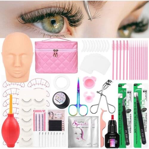 Eyelash Extension Training Kit Grafting Eyelash Training Kit False Lash Brush Tweezers Glue Ring Eye Pad Grafting Eyelash Tool