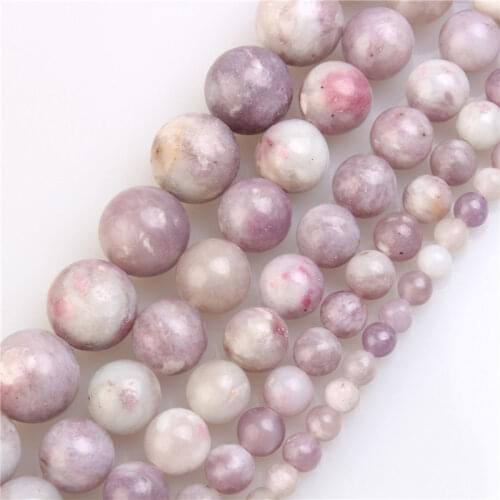 Natural Lilac Jade Stone Bead Round Loose Beads for Jewelry Making DIY Bracelet Necklace