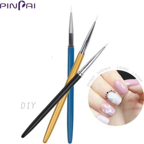 PinPai Chic Liner Pen 3PCS Metal Handle Ultrathin Nylon Hair Nail Art Brushes Drawing Carving Painting Pen Suit 6/8/11mm Brushes