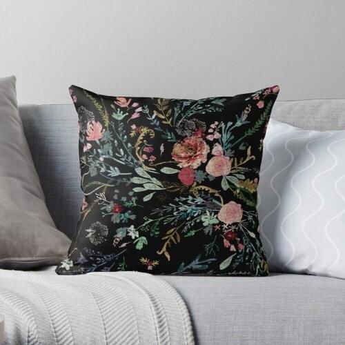 Midnight Floral Throw Pillow Cushion Cover Polyester throw pillows case on sofa home living room car seat decor 45x45cm