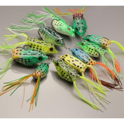 Fishing Lure Bait Artificial Frog With Tassel Double Barbed Hooks Flexible Bionic Dots Frogs 5/8/15g 40/50/60mm Soft Fish Baits