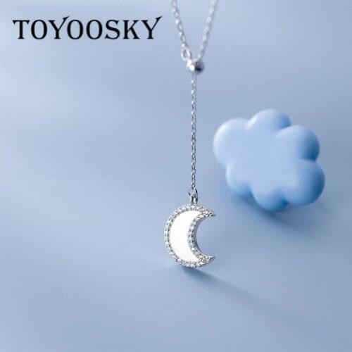 S925 Sterling Silver Unique Shell Moon Zircon Pendant Necklace For Women Birthday Souvenir Boutique Fine Jewelry
