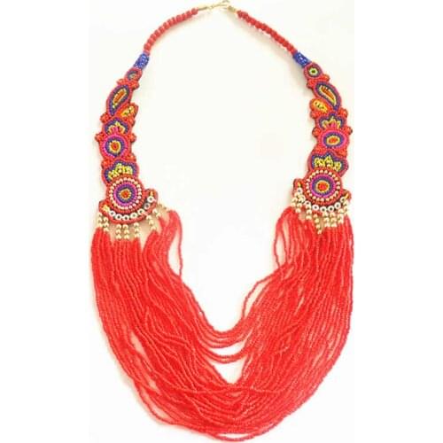 Tibetan Jewelry Red Multi-layers Necklace Fashion Bohemian Fashion Necklaces Tibet Nepal Tribal Jewelry TNL176