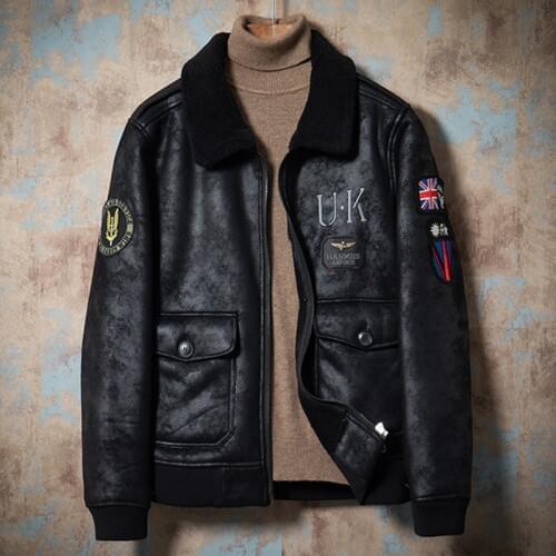 High Street Winter Mens Fur Jacekt and Coat Air Force Man Fur Velvet Jackets Warm Bomber Male Overcoats Embroidery Clothing Mens