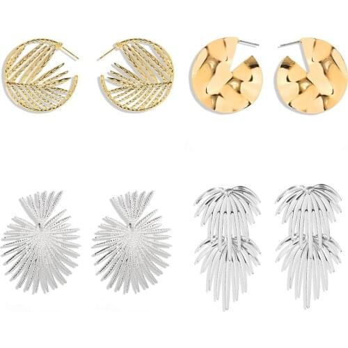 Vedawas New Vintage Metal Drop Earrings for Women Girls Polishing Surface Shiny Party Jewelry Gold Silver Statement Earrings