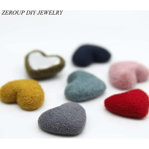 ZEROUP Heart Charms Hairclip Brooch Buttons Stickers Suede Pendant Accessories Diy Jewelry Making 20pcs