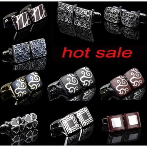 High Quality cuff links Hot Sale Stamping Gemelos Mens pattern Desinger Brand Luxury Custom Enamel Cufflinks Free Shipping