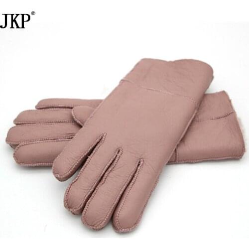 Winter Fashion Real Leather Wool Fur Mens or Women Gloves Heavy Type Warming Male Sheepskin Leather Fur Gloves ST-5