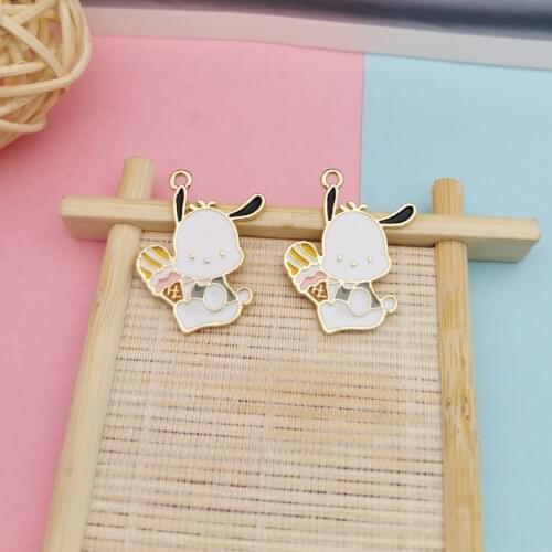 10pcs Cartoon Ice Cream Puppy White Dog Enamel Charms Fit Jewelry Making Fashion Animal Pendants Earring Bracelet Floating FX323