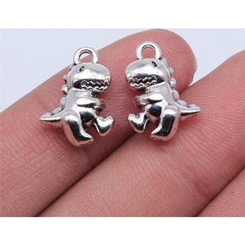 10PCS/lot 12*15mm Metal Charms Dinosaur Pendants Antique Silver Color Making DIY Handmade Tibetan Jewelry DIY