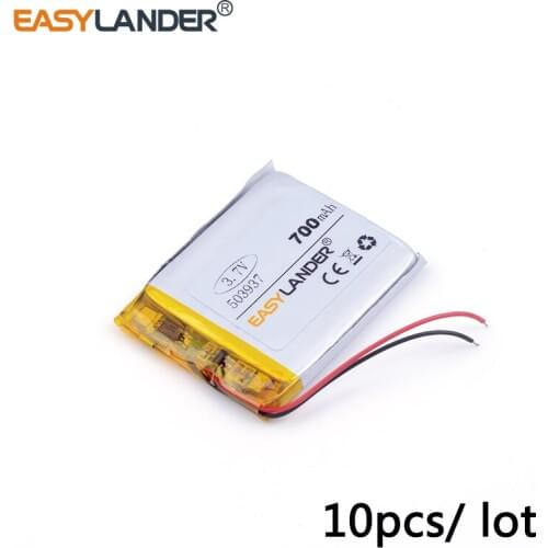 10pcs /Lot 503937 3.7v lithium Li ion polymer rechargeable battery MP3 MP4 700MAH small toy sound box driving recorder camcorder